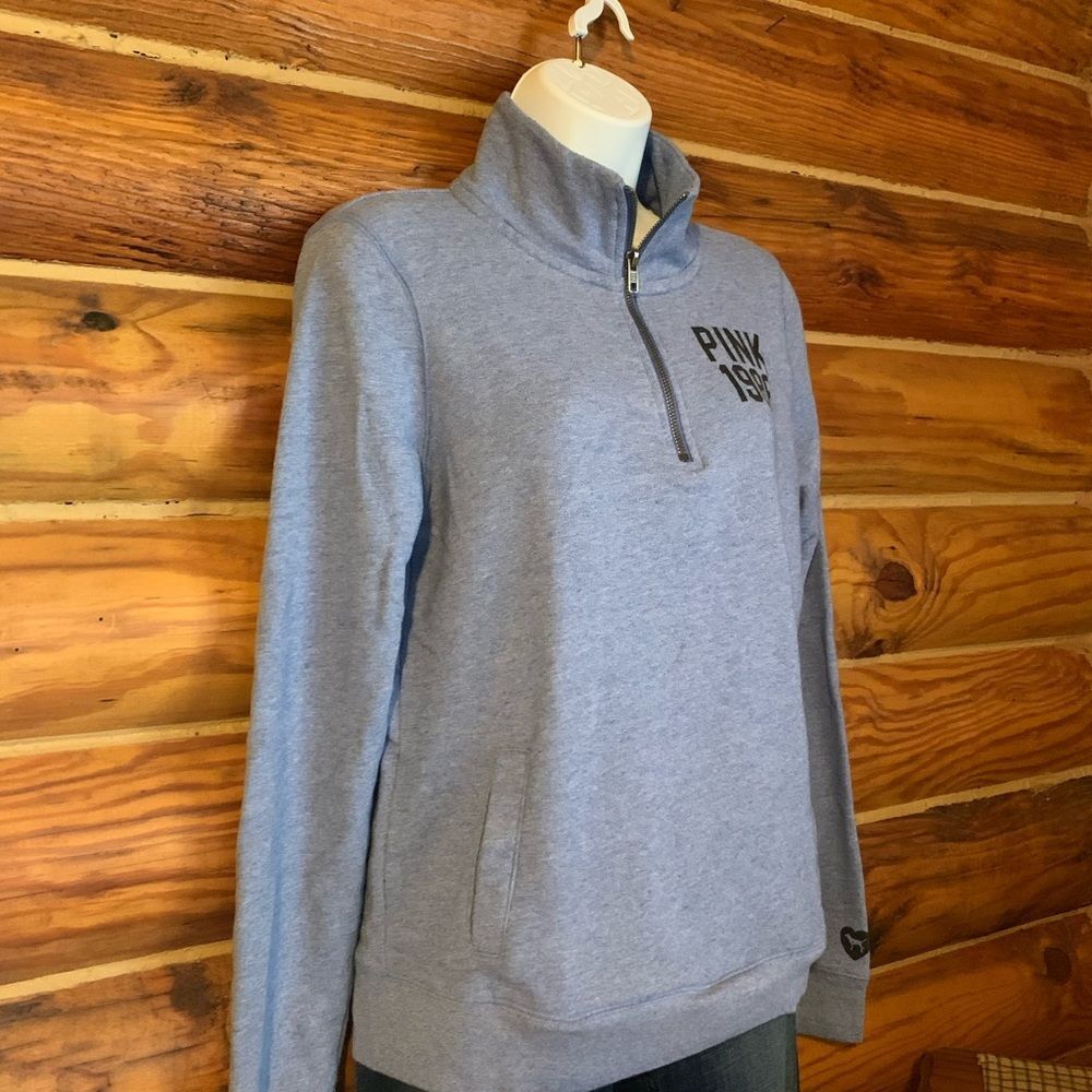 Victoria’s Secret PINK Half Zip Heather Blue Pullover Sweatshirt Small - Picture 4 of 7